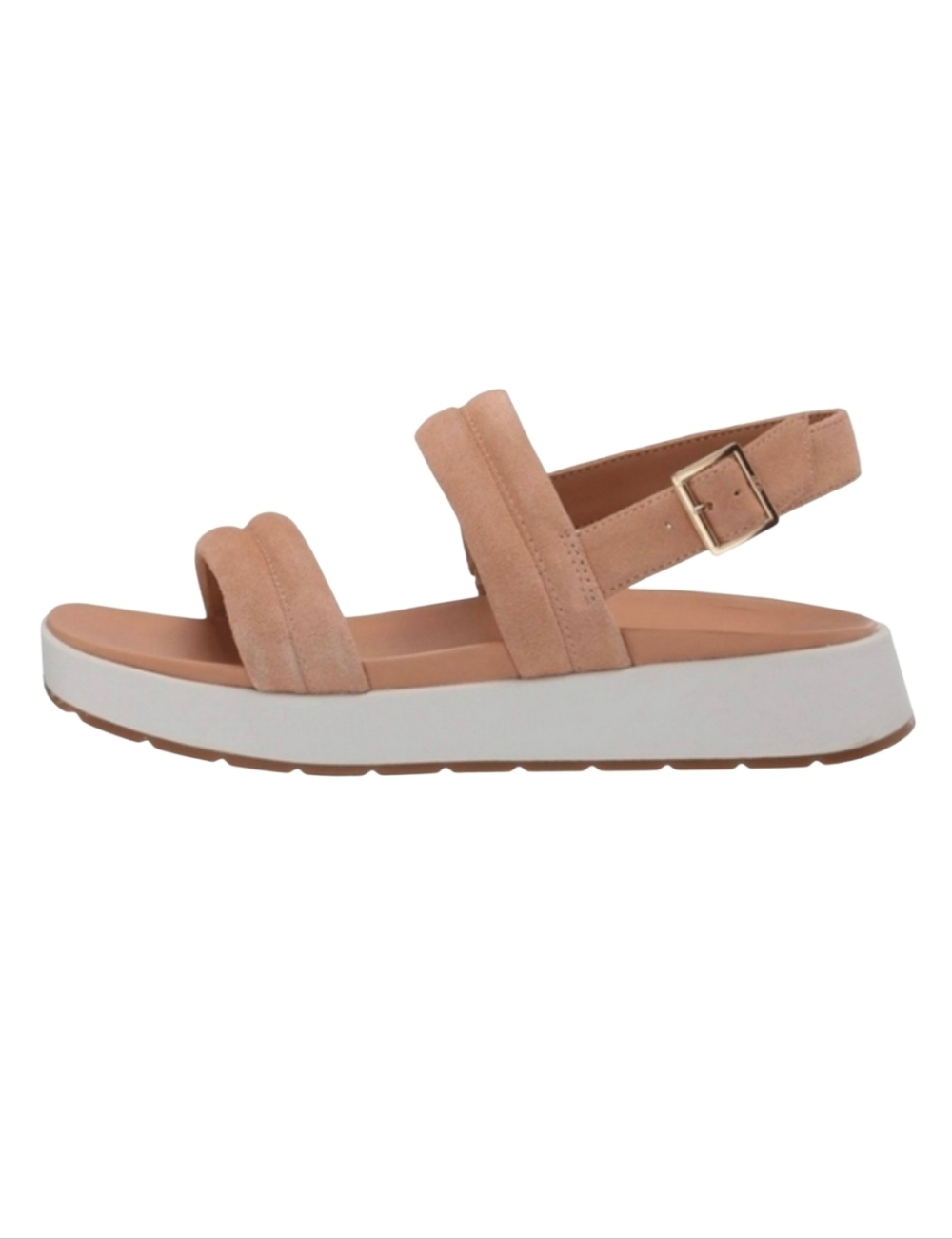 UGG Lynnden Sandal with Buckle Bronzer Suede Tan and White